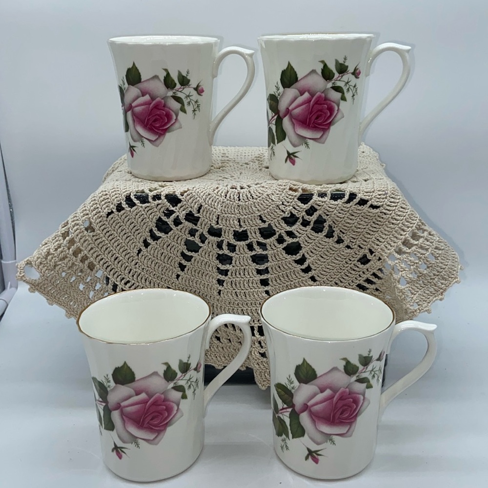 4 Royal Stuart English Bone China Coffee Tea Mugs